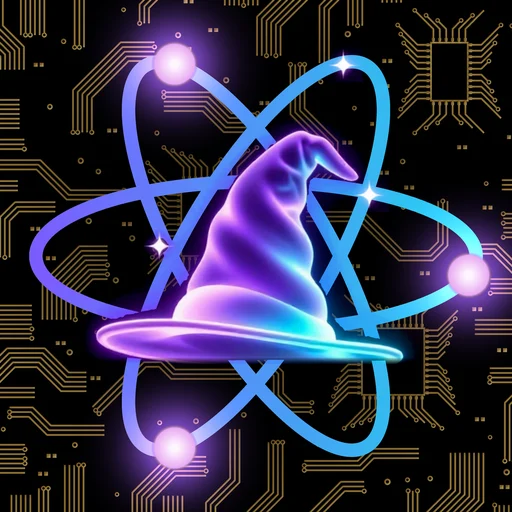 The Daily Tech Wizard logo: a glowing wizard hat inside orbit rings, on a circuit board